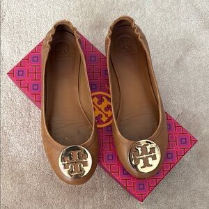 Tory Burch Tan Leather Ballet Flats